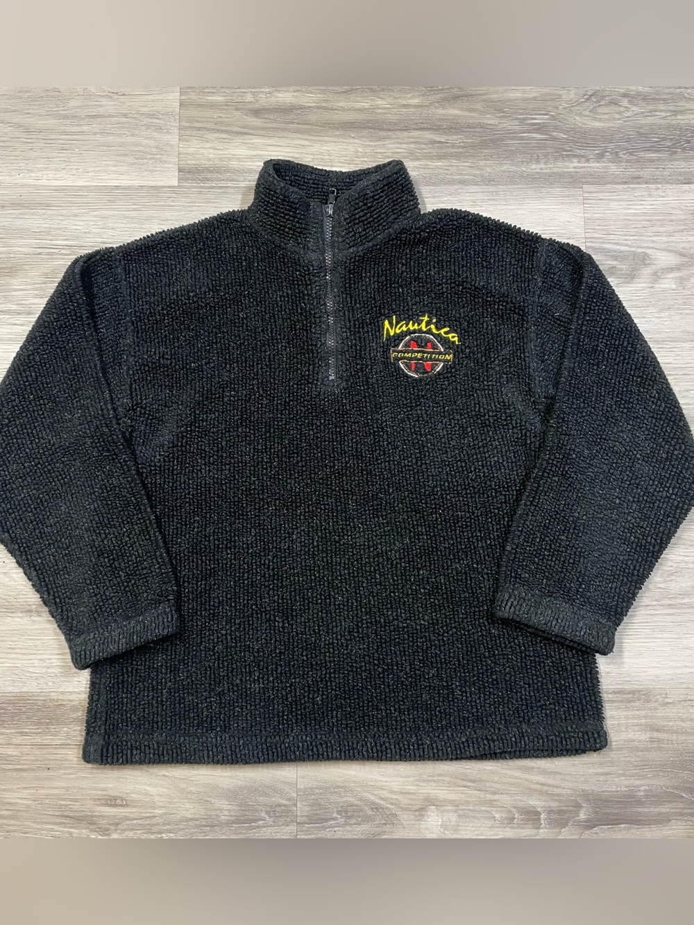 Vintage 80’s Nautica Black Sherpa Quarter-Zip Pullover Sz S